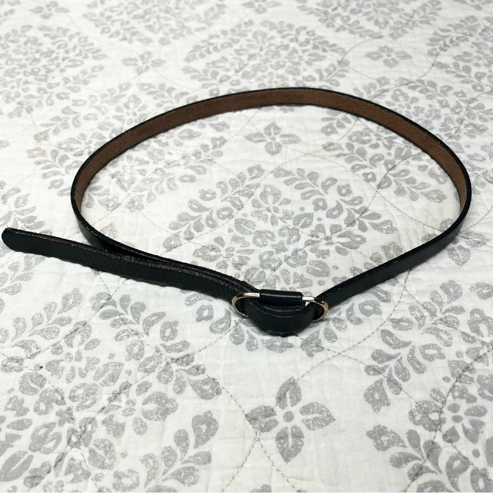 OS Vintage Leather Belt Bracelet Cuff Dark Gray